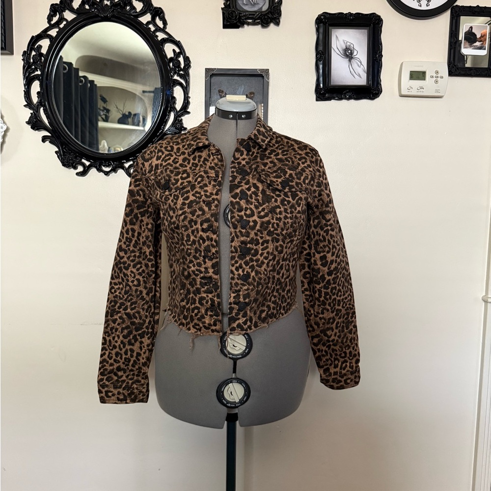Express Brown Jean Jacket Cropped Style